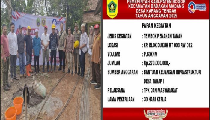 Karang Tengah Mulai Pembangunan Tembok Penahan Tanah, Warga Sambut Baik