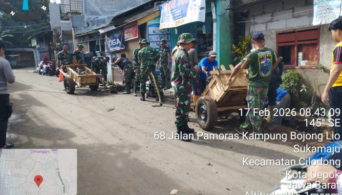 Saluran Air Udite 30×40 Cm Dikebut Satgas TMMD Kodim Depok