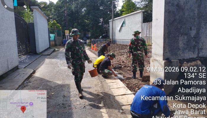 TMMD ke-127 Depok Benahi Saluran Air Warga, Drainase Bojong Lio Selesai