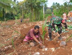 Masyarakat Desa Polewali Antusias Ikuti Penanaman Bibit Ketahanan Pangan Bersama Satgas TMMD Ke-129